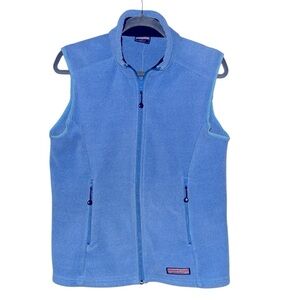 Vineyard Vines large full Zip Vest light blue soft pockets hiking transitional